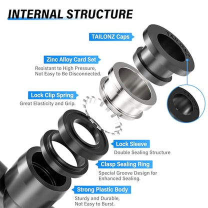 TAILONZ PNEUMATIC 1/4 Inch OD 1/4 Inch NPT Push to Connect Fitting NPT Thread Air Hose Fittings Connection accessory kit（Pack of 13） - size: 1/4"OD 1/4"NPT
