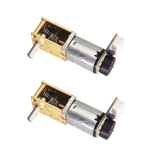 2Pcs DC 12V 53RPM Φ3x8mm Single Shaft N20 Worm Gear Motor with Encoder, 3-12V 4-381RPM Ideal for Raspberry Pi and Automation (12-53) - color: Φ3x8mm Single Shaft, size: 12V 53 RPM