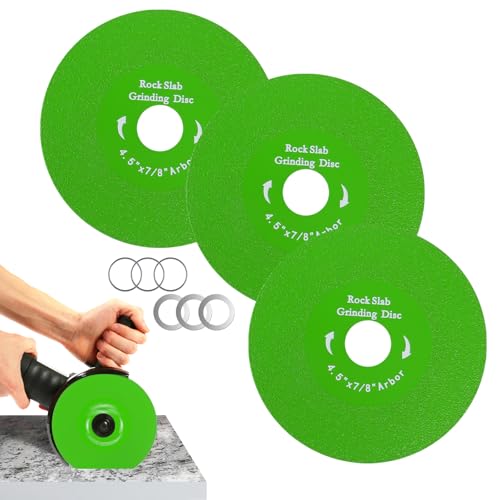 Rock Slab Grinding Disc 4.5 Inch for Angle Grinder 3 Pcs Diamond Cutting Disc Ultra-Thin Tile Saw Blade Rock Slab Cutting Wheel for Grinding Cutting Marble Granite Porcelain Tile Glass - style: Non-Porous