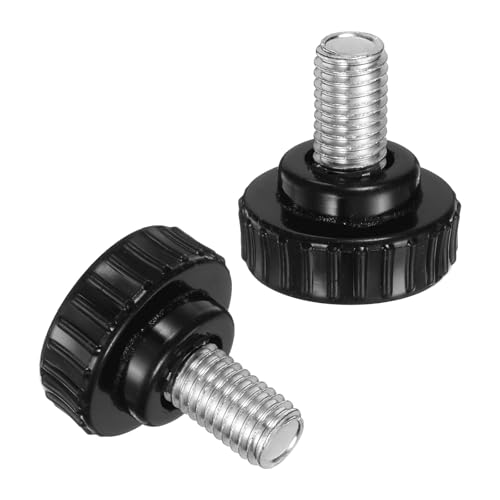 uxcell 4pcs Knurled Clamping Knobs M10 x 16mm Metric Zinc Plated Carbon Steel Male Thread Thumb Screw on Type 30mm Plastic Round Head Threaded Hand Bolt Stud Knobs Black - size: M10 x 16mm x 30mm
