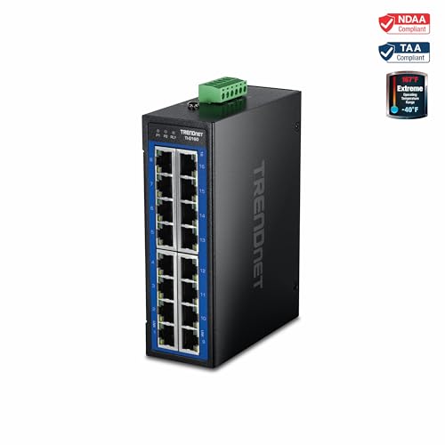 TRENDnet 16-Port Industrial Gigabit DIN-Rail Switch, TI-G160 - style: 16 x Gigabit Ports
