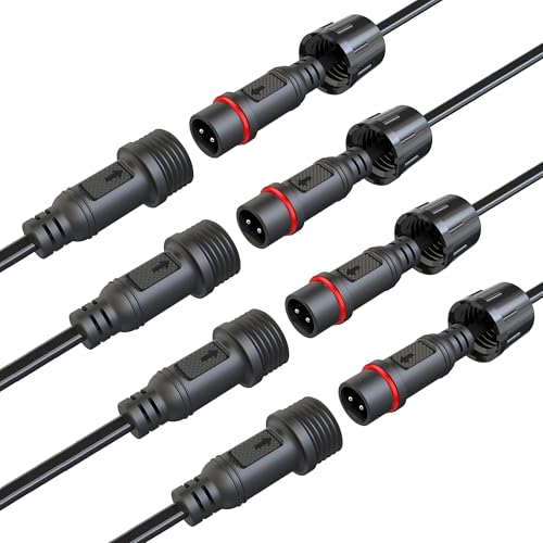 Waterproof Connectors 2 Wire,18AWG Male Female Plug LED Connector with 2Pin Waterproof Connectors,IP68 20CM Extension Cable for Car, Truck, Boat,LED Strip Lights,(4Pairs) - size: 18AWG 2pin waterproof connector