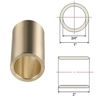 uxcell 2pcs Sleeve Bearings 3/4" Bore 1" OD 2" Length Cast Brass Self-Lubricating Bushing - size: 3/4" x 1" x 2"