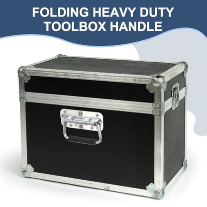PATIKIL 4.3inch Spring Loaded Handle, 2 Pcs Folding Heavy Duty Toolbox Pull Chest Handles with Rubber Surface Mount Folding Grip for Toolbox Chest Case Crates Storage Boxes, Silver Tone - size: 4.3inch