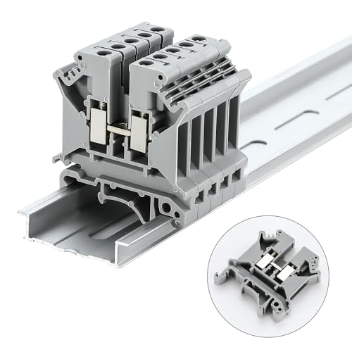 100pcs UK-5N Din Rail Terminal Blocks Wire Ground Application for 800V 24-10AWG 4mm Electrical Distribution Box Connector Screw Solar Power System Project PLC Industrial Control Automation DIY CNC RV - color: 100psc NewGray