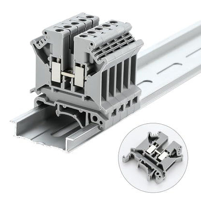 100pcs UK-5N Din Rail Terminal Blocks Wire Ground Application for 800V 24-10AWG 4mm Electrical Distribution Box Connector Screw Solar Power System Project PLC Industrial Control Automation DIY CNC RV - color: 100psc NewGray