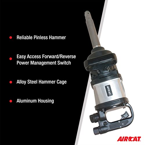 AIRCAT 1994 1" Super Duty Straight Impact Wrench, 8" Extended Anvil