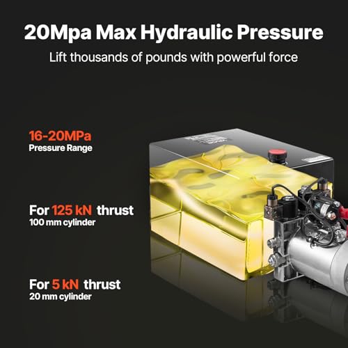 Mophorn 20 Quart Hydraulic Power Unit Double Acting Hydraulic Dump Trailer Pump (12V DC Double Action Powering Unit, SAE #6 Ports, 3200 PSI, 20 Quart Steel Reservoir)