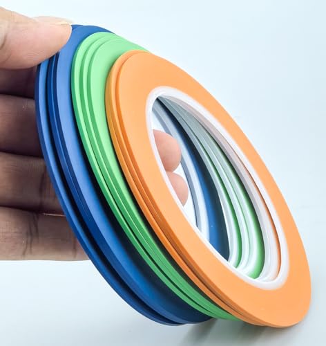JINBING 9 Rolls Fine Line Tape High-Temp Viny Fineline Masking Tape Painters Tape 3-Colors (1/16 inch) - size: 1/16 inch 9pcs