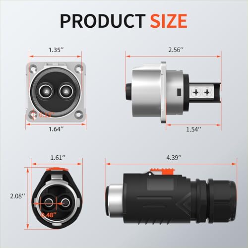 RVMARINEPAT 100 Amp Trolling Motor Plug and Receptacle Set - 6 to 4 AWG Wire Circular Connector - Fast Locking 2 Pin 12V-48V Power Connector - Waterproof for Marine Boat