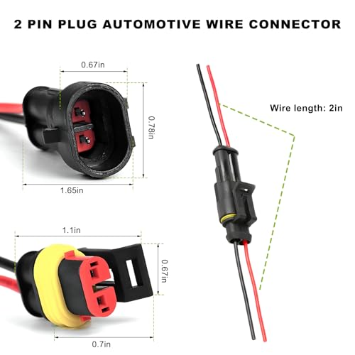 10 PCS 2 Pin Way Electrical Wire Connector, Waterproof Male & Female Electrical Plug Socket Kit, 2 Wire 20 AWG Connector Quick Disconnect Plug for Cars Trucks Motorcycles - color: 10 PCS