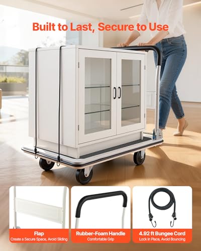 VEVOR Foldable Push Cart Dolly, 660 lbs Load Capacity, Folding Platform Truck with Swivel Wheels, Moving Platform Hand Truck Flatbed Cart, Space Saving Push Handle for Easy Storage 35.4 x 34.3 x 24 in - size: 35.4 x 34.3 x 24.0 in /900 x 870 x 610 mm