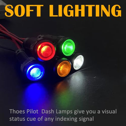 5pcs 10mm LED Indicator Light Plastic Black Signal Dot Lamp 12V-24V 2/5" Mounting Hole Size with 15cm/5.9in. Wire (Yellow LED) - color: Yellow, size: 10mm 12-24V