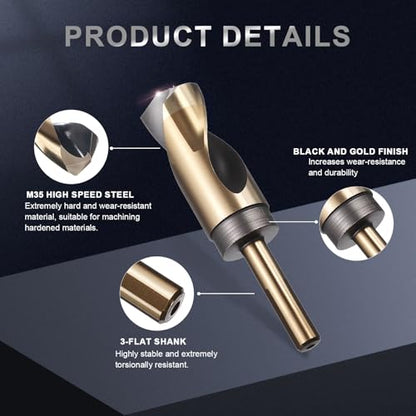 uxcell 1-5/16" Drill Bit 1/2" Reduced Shank 3-Flat M35 5% Cobalt HSS - size: 1-5/16" with 1/2" Shank