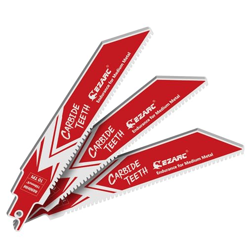 EZARC Carbide Reciprocating Saw Blades, 6-Inch 10TPI, Medium Metal, 3-Pack - size: 6 inch, style: 10TPI