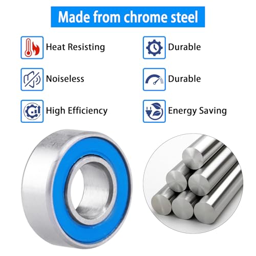 10pcs MR115-2RS Ball Bearings - Miniature Deep Groove Ball Bearing Double Blue Rubber Sealed Chrome Steel for RC Cars/Planes/Drone/Robotics and Small Electric Motors(5x11x4mm) - size: 5x11x4mm MR115-2RS