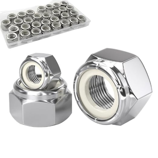 50pcs #8-32 Inch Nylon Inserted Self Locking Nuts 304 Stainless Steel, 8#-32 Nylock, #8-32 Nylon Lock Nuts for Furniture, Tools, Handle (50pcs #8-32) - size: 50pcs #8-32