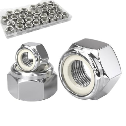 50pcs #8-32 Inch Nylon Inserted Self Locking Nuts 304 Stainless Steel, 8#-32 Nylock, #8-32 Nylon Lock Nuts for Furniture, Tools, Handle (50pcs #8-32) - size: 50pcs #8-32