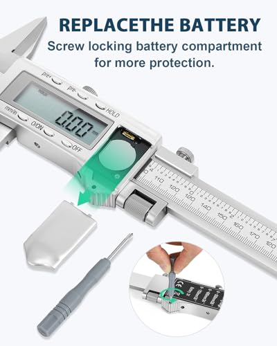 12 Inch Digital Caliper with 4 Inch Jaw, Full Metal Frame - size: 12"/ 300mm