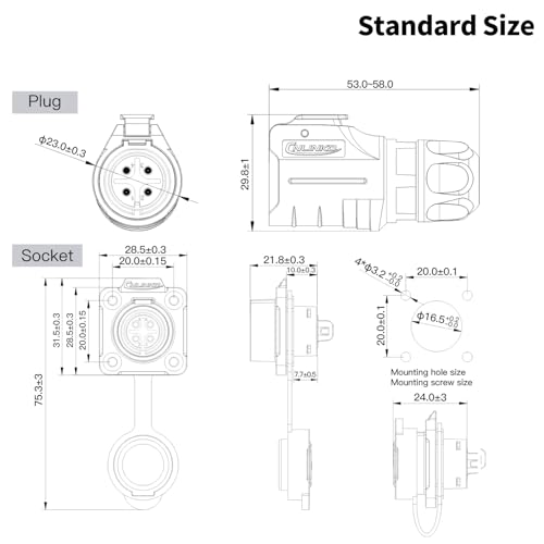 CNLINKO LP-16 IP68 Industrial Waterproof Connector Quick Plug Circular Connector PBT Plastic Shell Aviation Connector M16 2-9 Pin Flange Socket (4 Pin) - size: 4 Pin, style: 4-Hole Set/Plug without Cable