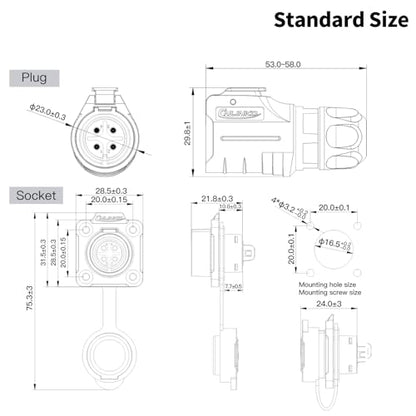 CNLINKO LP16 4-Pin Waterproof Connector with 1 Meter Cable, IP68 Circular Electrical Connector for Outdoor Automotive Machinery Quick Connect M16 Male Plug & Female Socket (4 Pin) - size: 4 Pin, style: 4-Hole Set/Plug with 1M Cable