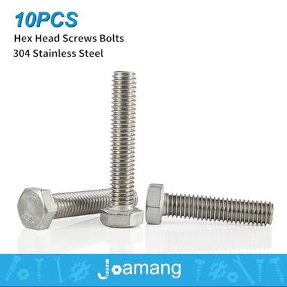 1/4-20 x 2-3/4" Hex Head Screws Hexagon Bolts, External Hex Drive, Stainless Steel 304, UNC Coarse Thread, Fully Threaded, Pack of 10 - size: 1/4-20 x 2-3/4"(10 PCS)