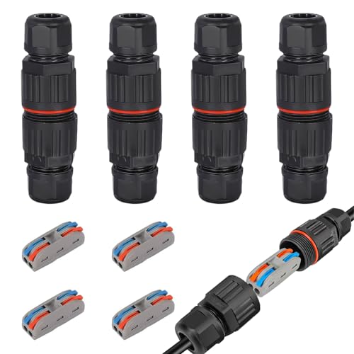 4Pcs 2-pin Wire Connectors Low Voltage Wire Connector Outdoor Electrical Box Waterproof IP68 Quick Splice Wire Terminals Suitable for Low Voltage Landscape Wire(Waterproof up to 4 Meters) - size: Wire connector 4Pcs 2 Pin