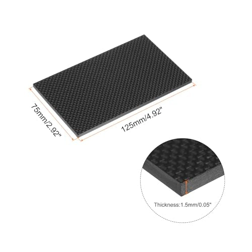MECCANIXITY 1 Pcs Carbon Fiber Sheet 125x75x1.5mm Glossy Surface Pultruded Flat Carbon Fiber Board Plate Plain Weave Panel Sheet for Kites RC Airplane - size: 125x75x1.5mm, style: Glossy