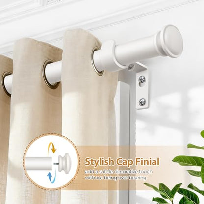 TONIAL Curtain Rods for Windows, 32 to 86 Inch, White, Single Drapery Rod - color: Warm White, size: 32-86"