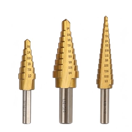 3-Piece HSS Titanium Step Drill Bit Set with Double Flutes