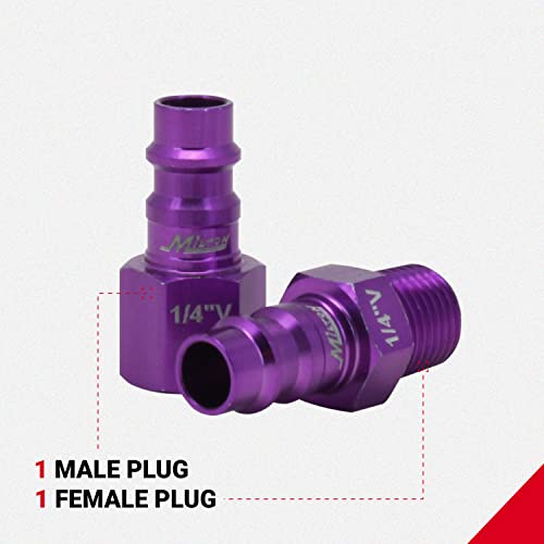 Milton S-303VKIT HIGHFLOWPRO Coupler & Plug Kit V-Style 1/4 NPT Purple - 3 Pieces - size: 3 count