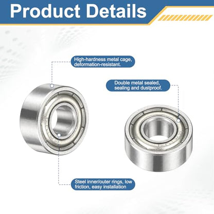 uxcell MR104ZZ Deep Groove Ball Bearing, 4mm x 10mm x 4mm 20Pcs - size: 4mm x 10mm x 4mm
