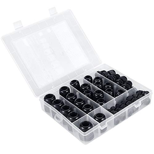 MAKERELE PG7-19 45PCS Cable Gland Kit Plastic Waterproof Adjustable 3-15mm Cable Glands Joints,Black，PG7,NPT 1/4" PG9,PG11,PG13.5,PG16,PG19 - size: 45PCS Kit