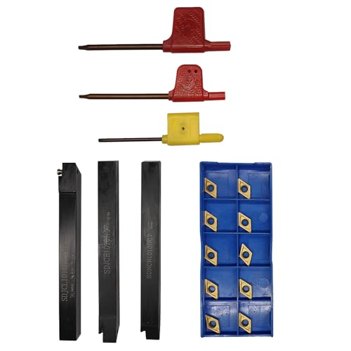 3pcs 3/8"/10mm Indexable Carbide Lathe Turning Tool Holder Set SDNCN1010H07 + SDJCL1010H07 + SDJCR1010H07 with 10pcs DCMT070204/DCMT21.51 Carbide Turning Insert(3/8" 10mm turning holders+DCMT inserts) - style: 3/8" 10mm turning holders+DCMT inserts