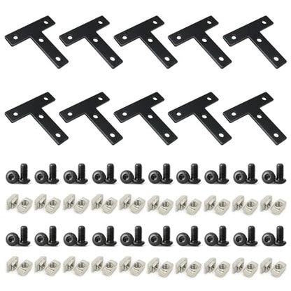 10 Sets 2020 Aluminum Extrusion Profile Hardware V T Slot Brackets - style: 10 sets T with M5