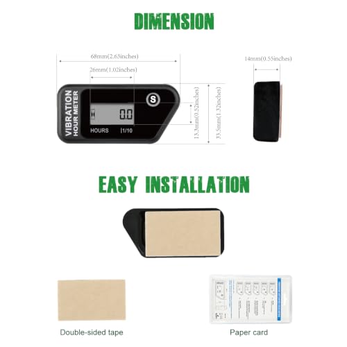 YOOREAL Vibration Hour Meter,Maintenance Hours Waterproof IP68 - color: Black