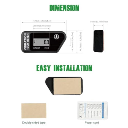 YOOREAL Vibration Hour Meter,Maintenance Hours Waterproof IP68 - color: Black