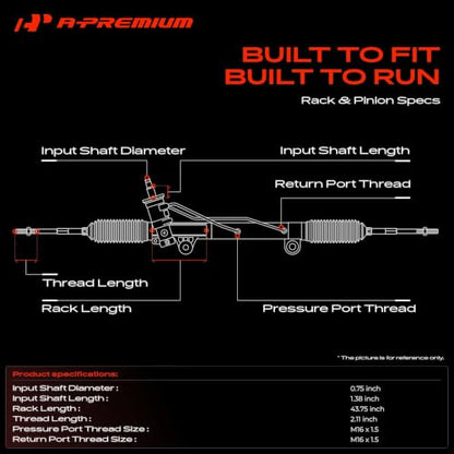 A-Premium Hydraulic Power Steering Rack and Pinion Assembly - style: Rack & Pinion