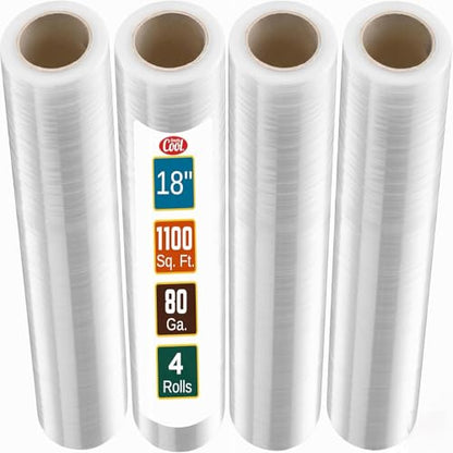 Simply Cool 80 Pack Stretch Wrap 18 Inch 80 Gauge Shrink Wrap - color: Clear, size: 80 Pack