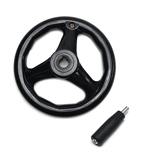 Othmro 1Pcs Round Three Hand Wheel 0.71in Center Hole Diameter 7.87in Handwheel Diameter Black PP 3 Spoked Lathe Handwheel Hand Wheel with Revolving Handle for Milling Machine Lathes Grinders - color: 0.7*7.8
