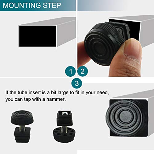 uxcell Adjustable Leveling Feet 20 x 20mm Square Insert Kit Furniture Glide 8 Sets
