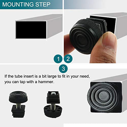 uxcell Adjustable Leveling Feet 20 x 20mm Square Insert Kit Furniture Glide 8 Sets