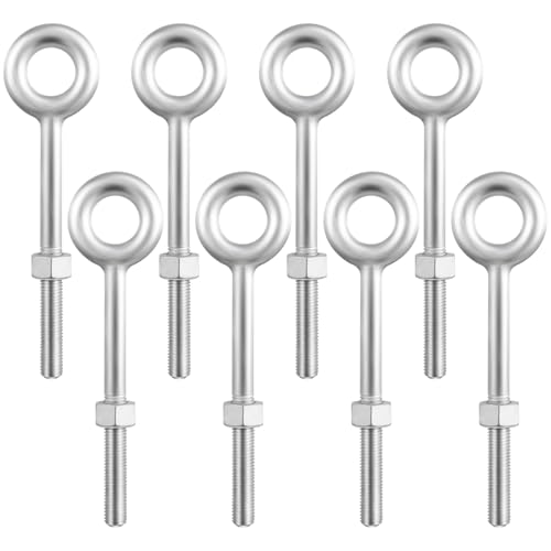 LEIFIDE 8 Pack 3/4'' x 8" Eye Bolt Heavy Duty with Nut for Wood - size: 3/4'' x 8"
