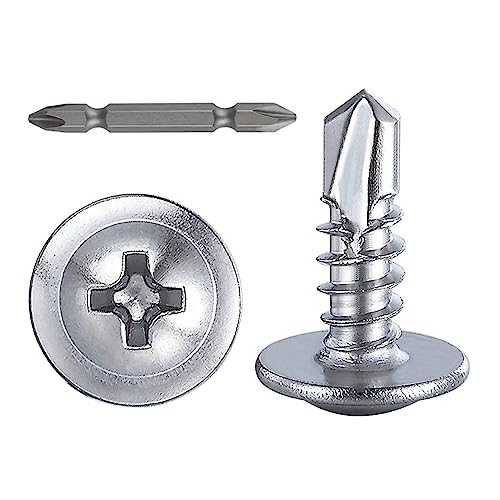 Wensilon（300pcs）#8×1/2”for Sheet Metal Self-Tapping Screws 410 Stainless Steel Truss Head High-Strength Quick Tapping Screws - color: Silver, size: #8X1/2"