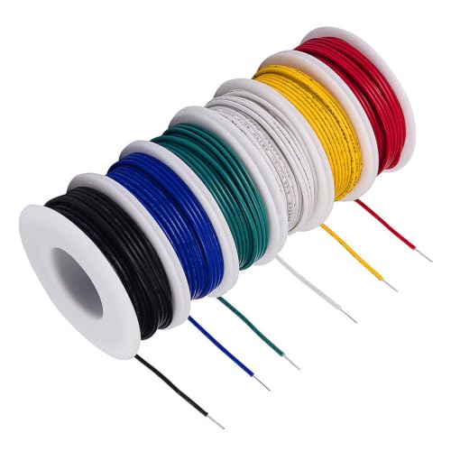 `TUOFENG 20 AWG Solid Wire Kit, 6 Colors, Tinned Copper, 26.3 ft Each, PVC - size: 20 AWG Solid Wire 6 Colors 26ft Each (156ft Total)