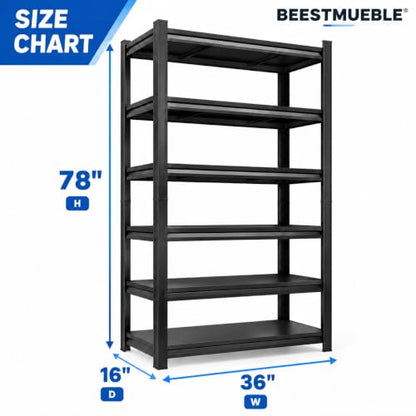 Metal Book shelf, Adjustable Industrial Bookcase with Double-Layer Columns - size: 36"Wx 16"Dx 78"H