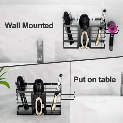 FUNKYLEE 3-in-1 Universal Hair Tool Organizer Wall Mount, Black - color: Black