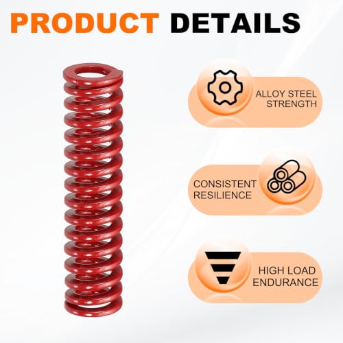 HARFINGTON 6pcs Die Spring 3/8" OD x 1.5" Free Length SMH1006, Red - size: 3/8" OD x 1.5" Free Length
