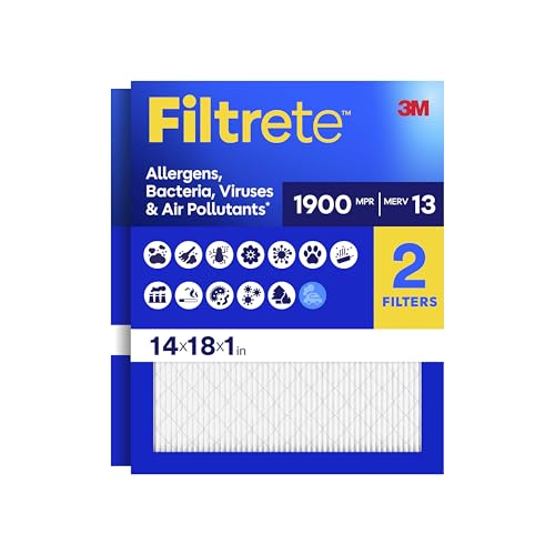 Filtrete 14x18x1 Air Filter, MERV 13, MPR 1900, 2 HVAC Filters - size: 14x18x1