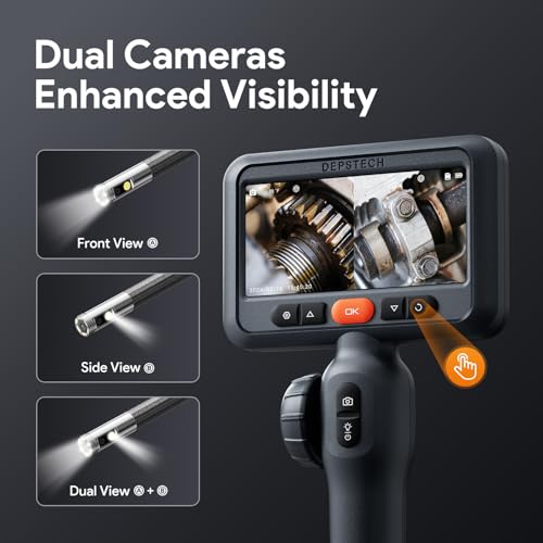 DEPSTECH 10FT Articulating Borescope, Dual Lens Endoscope Camera with Light - size: 10FT, style: Dual Lens